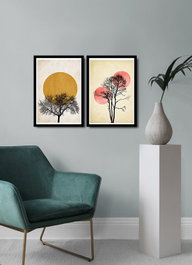 Wallity Cuadro Decorativo Enmarcado en MDF y PVC Multicolor (2 Piezas)